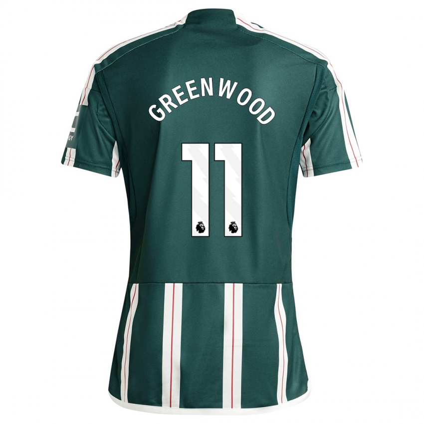 Heren Mason Greenwood #11 Donkergroen Uitshirt Uittenue 2023/24 T-Shirt