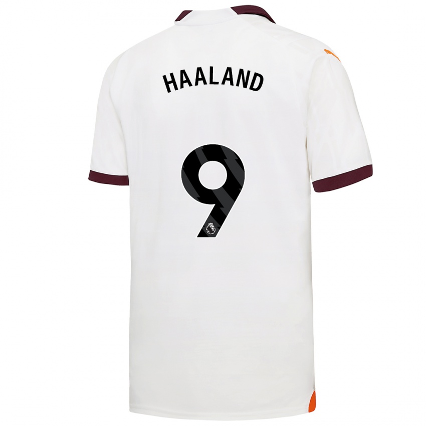Heren Erling Haaland #9 Wit Uitshirt Uittenue 2023/24 T-Shirt
