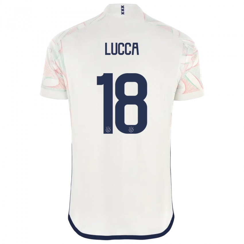 Heren Lorenzo Lucca #18 Wit Uitshirt Uittenue 2023/24 T-Shirt