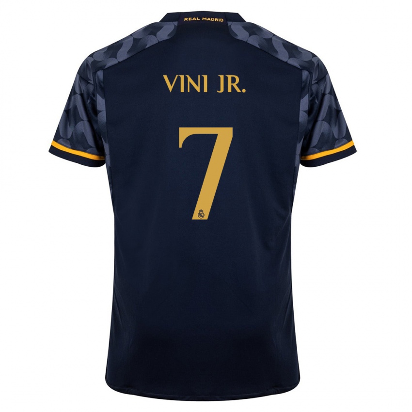 Heren Vinicius Junior #7 Donkerblauw Uitshirt Uittenue 2023/24 T-Shirt