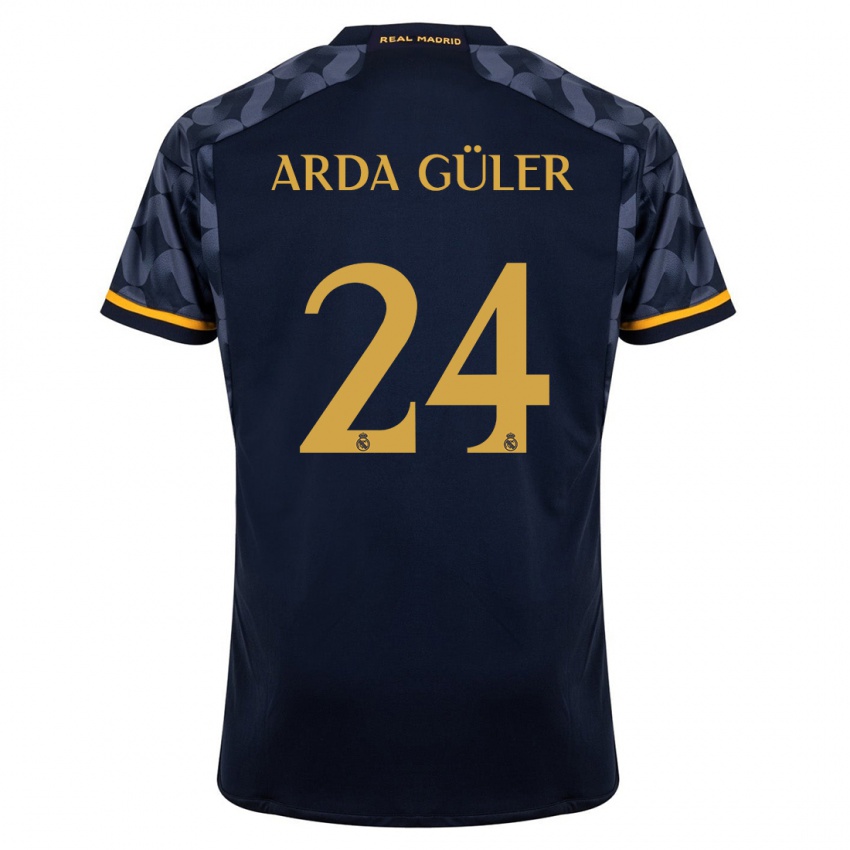 Heren Arda Güler #24 Donkerblauw Uitshirt Uittenue 2023/24 T-Shirt