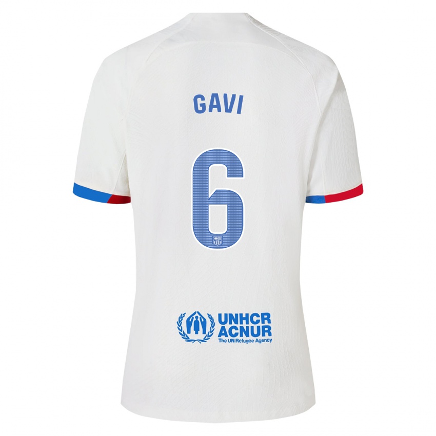 Heren Gavi #6 Wit Uitshirt Uittenue 2023/24 T-Shirt