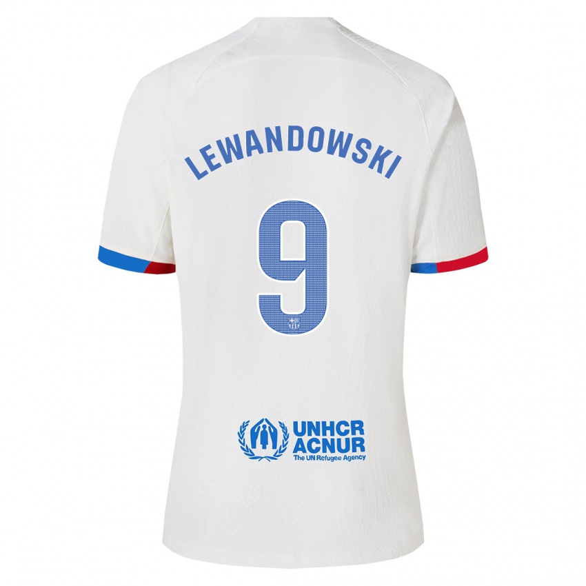 Heren Robert Lewandowski #9 Wit Uitshirt Uittenue 2023/24 T-Shirt