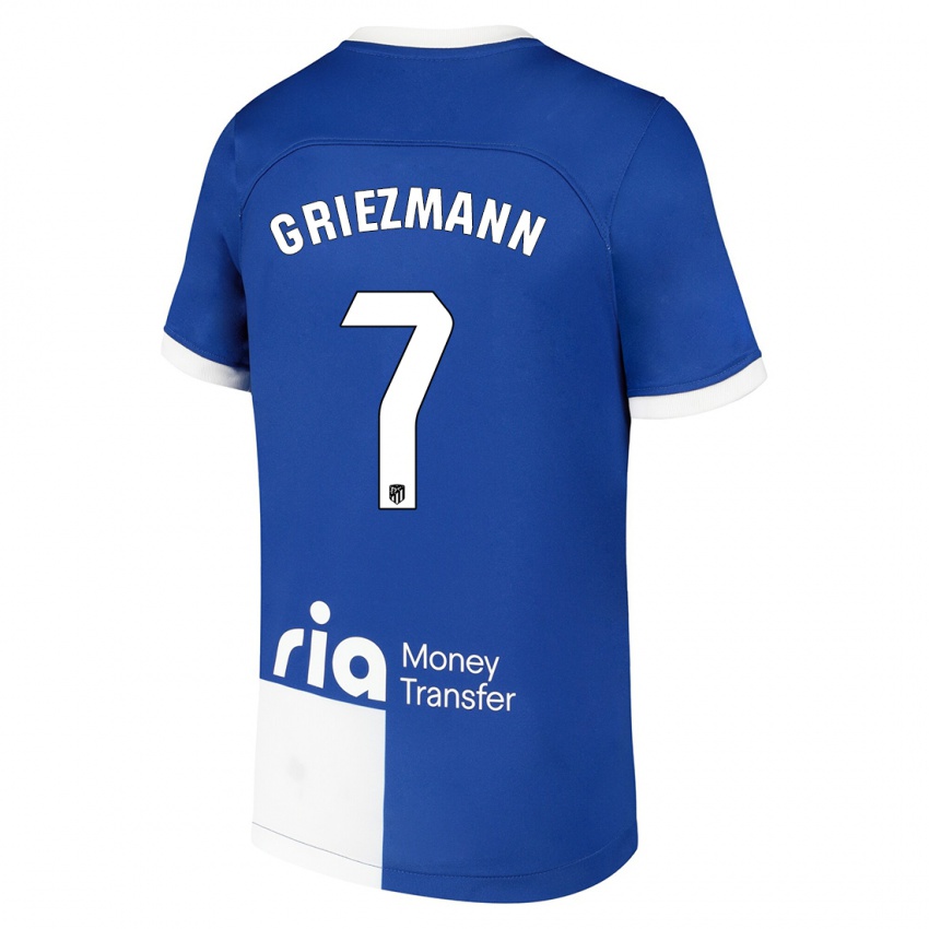 Heren Antoine Griezmann #7 Blauw Wit Uitshirt Uittenue 2023/24 T-Shirt