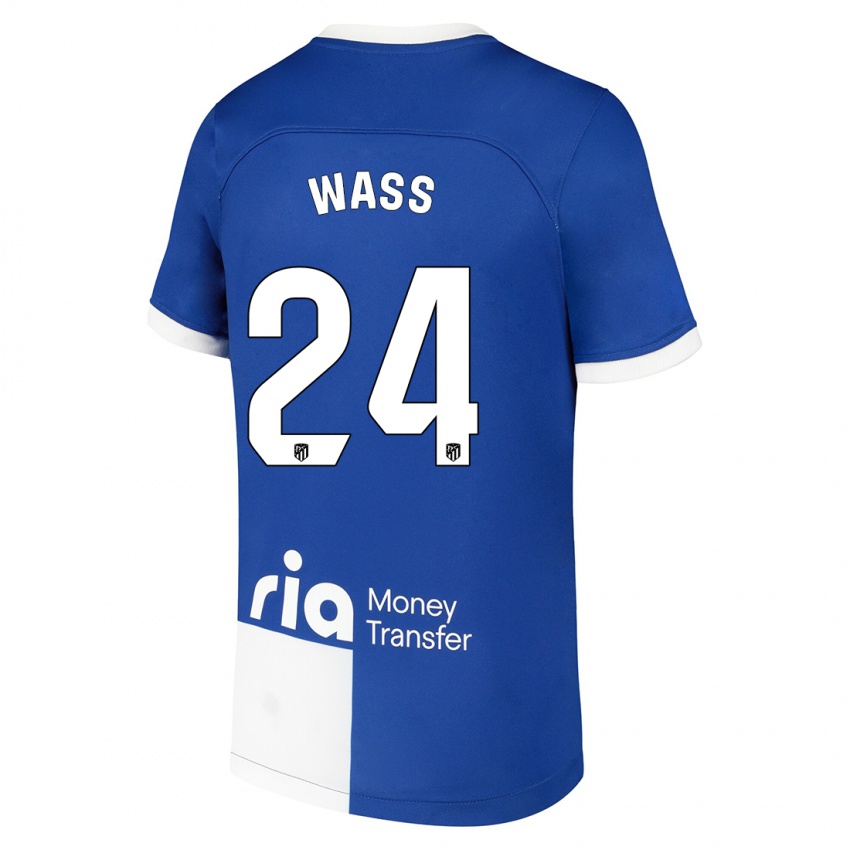 Heren Daniel Wass #24 Blauw Wit Uitshirt Uittenue 2023/24 T-Shirt