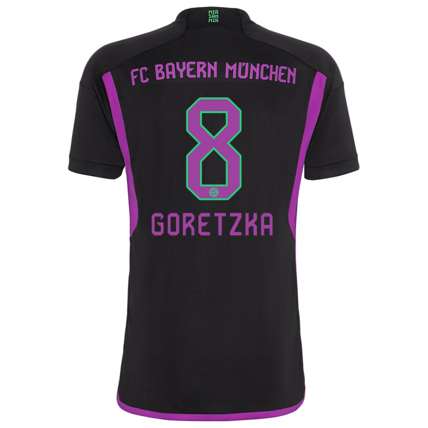 Heren Leon Goretzka #8 Zwart Uitshirt Uittenue 2023/24 T-Shirt