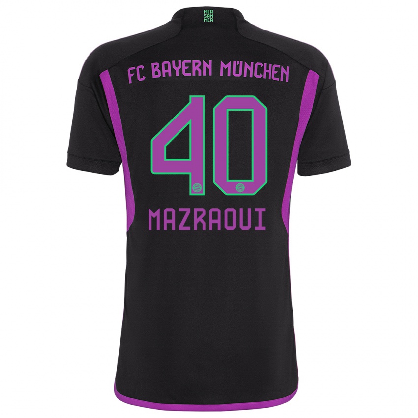 Heren Noussair Mazraoui #40 Zwart Uitshirt Uittenue 2023/24 T-Shirt