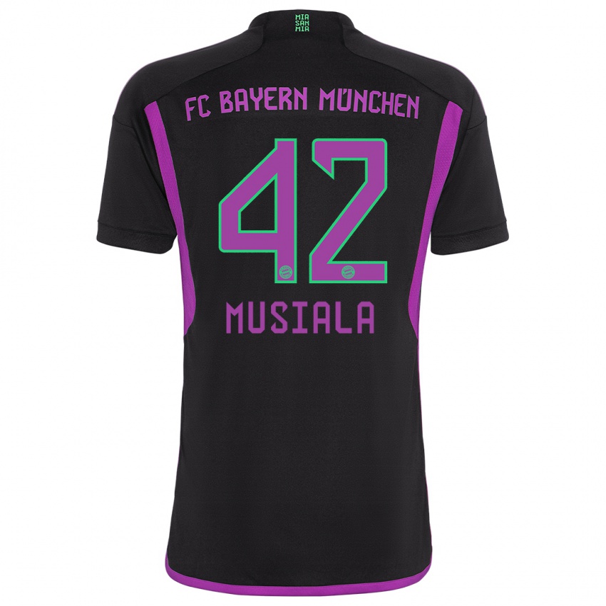 Heren Jamal Musiala #42 Zwart Uitshirt Uittenue 2023/24 T-Shirt