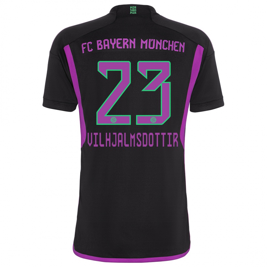 Heren Karolina Lea Vilhjalmsdottir #23 Zwart Uitshirt Uittenue 2023/24 T-Shirt