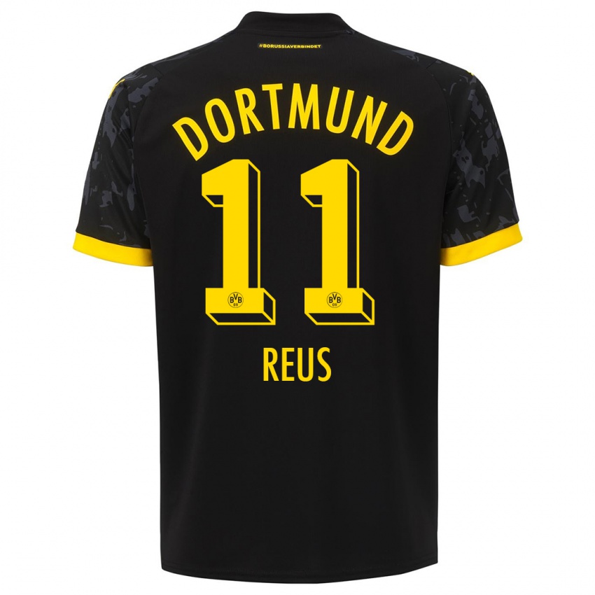 Heren Marco Reus #11 Zwart Uitshirt Uittenue 2023/24 T-Shirt
