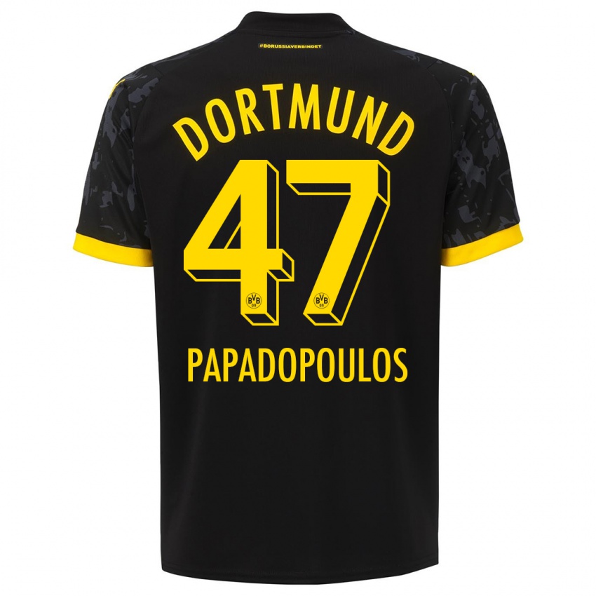 Heren Antonios Papadopoulos #47 Zwart Uitshirt Uittenue 2023/24 T-Shirt