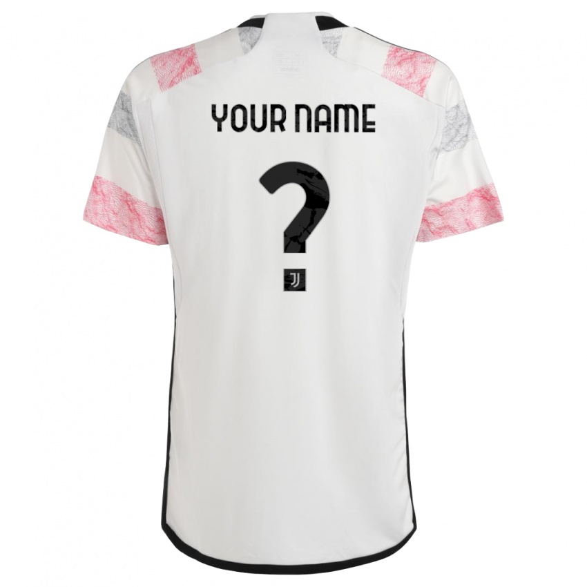 Heren Uw Naam #0 Wit Roze Uitshirt Uittenue 2023/24 T-Shirt