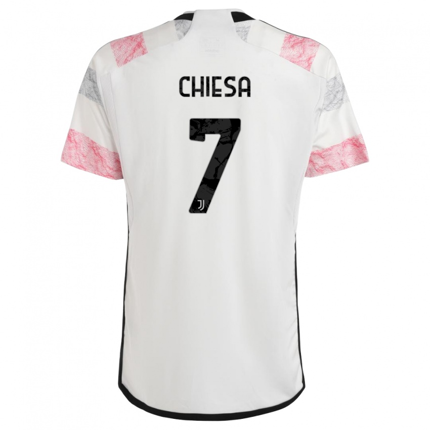 Heren Federico Chiesa #7 Wit Roze Uitshirt Uittenue 2023/24 T-Shirt