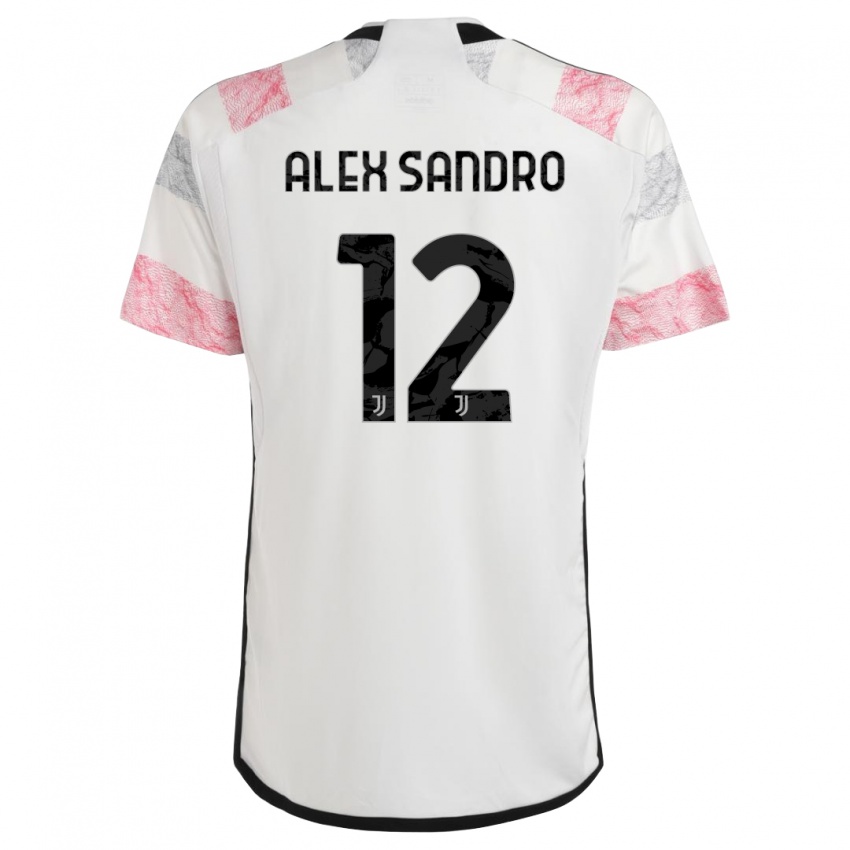 Heren Alex Sandro #12 Wit Roze Uitshirt Uittenue 2023/24 T-Shirt