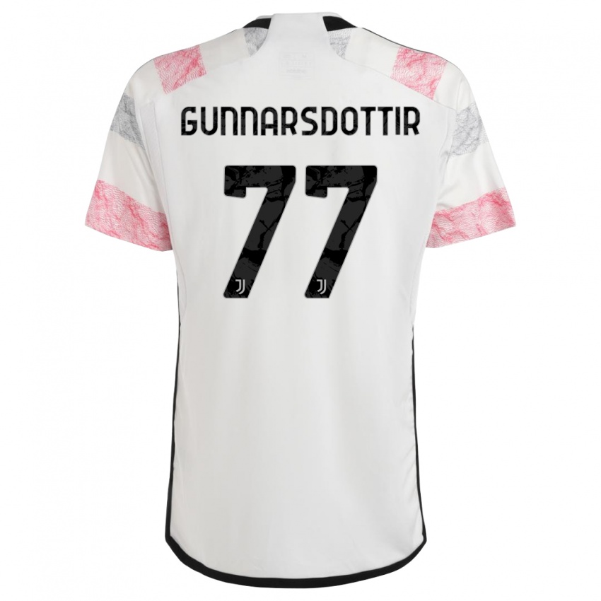 Heren Sara Bjork Gunnarsdottir #77 Wit Roze Uitshirt Uittenue 2023/24 T-Shirt