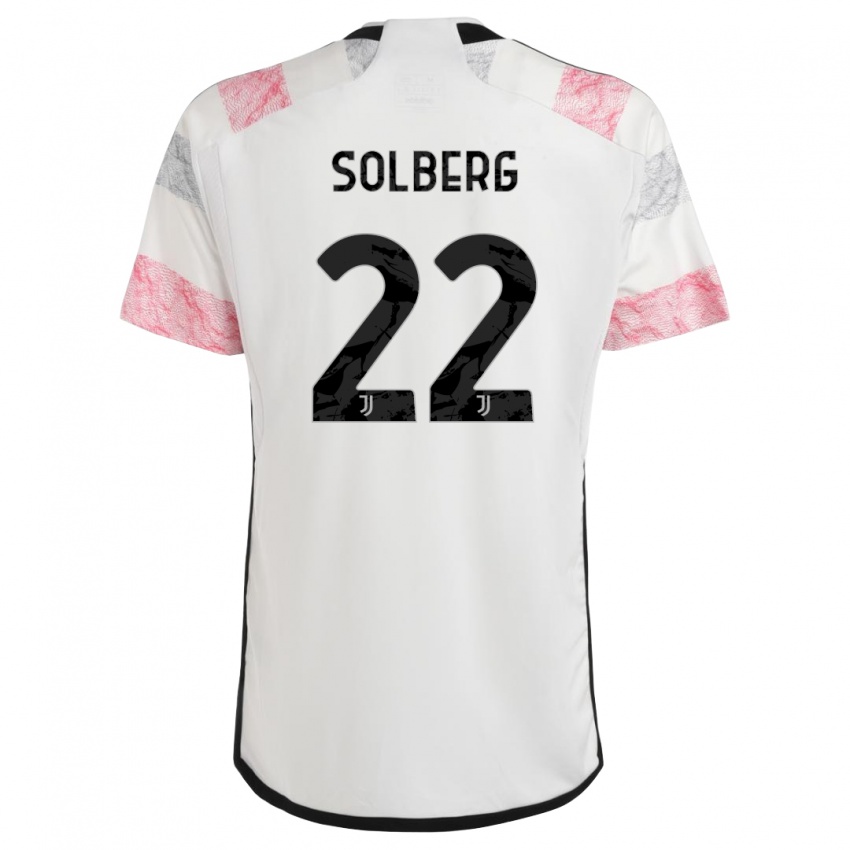 Heren Elias Solberg #22 Wit Roze Uitshirt Uittenue 2023/24 T-Shirt