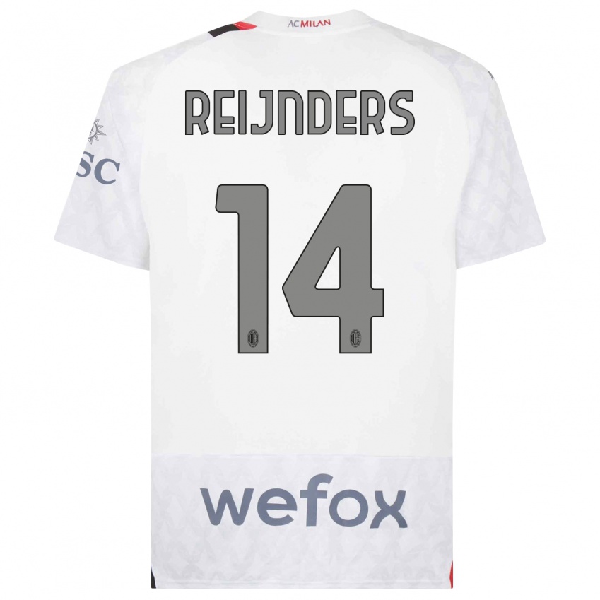 Heren Tijjani Reijnders #14 Wit Uitshirt Uittenue 2023/24 T-Shirt