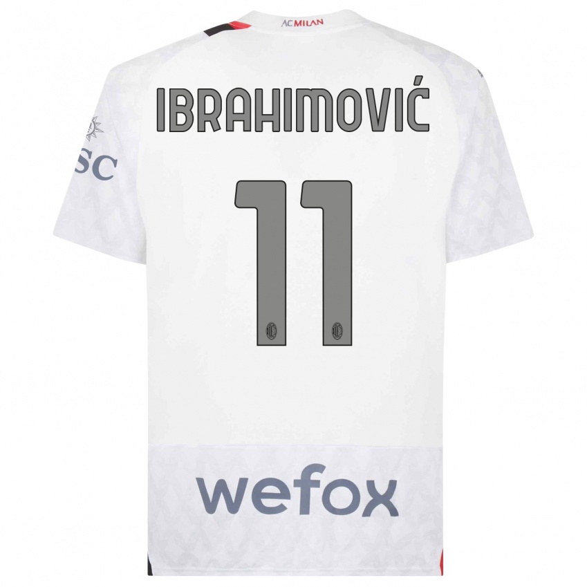 Heren Zlatan Ibrahimovic #11 Wit Uitshirt Uittenue 2023/24 T-Shirt