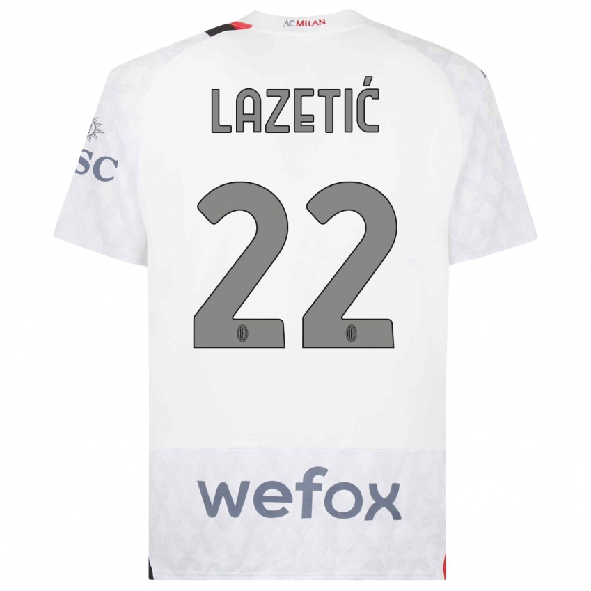 Heren Marko Lazetic #22 Wit Uitshirt Uittenue 2023/24 T-Shirt