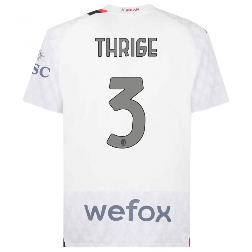 Heren Sara Thrige #3 Wit Uitshirt Uittenue 2023/24 T-Shirt