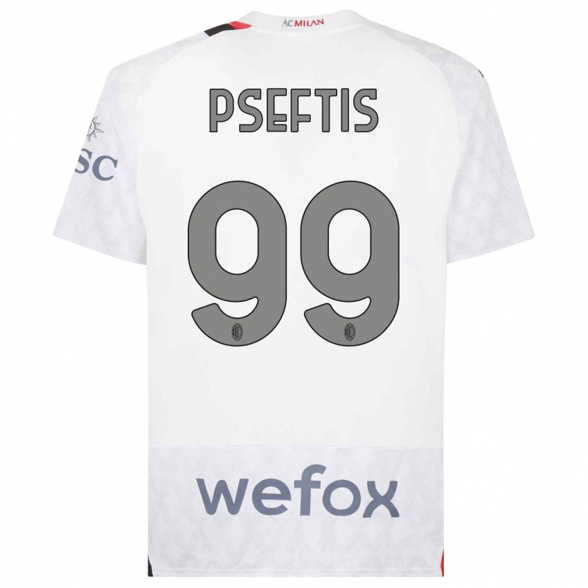 Heren Fotios Pseftis #99 Wit Uitshirt Uittenue 2023/24 T-Shirt