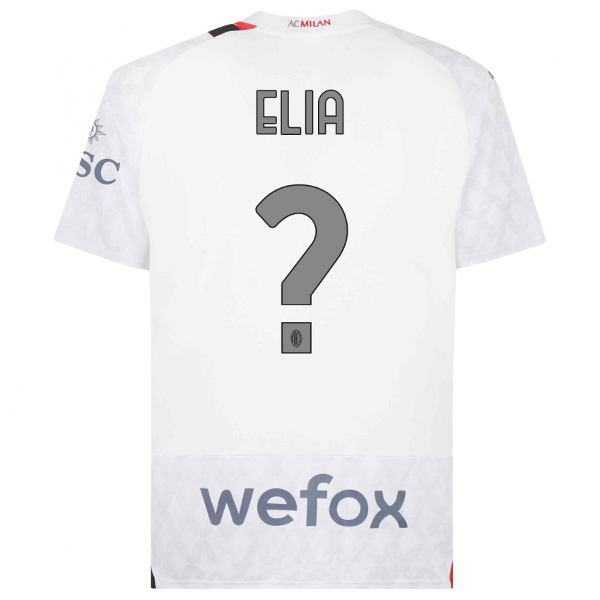 Heren Emanuele Elia #0 Wit Uitshirt Uittenue 2023/24 T-Shirt