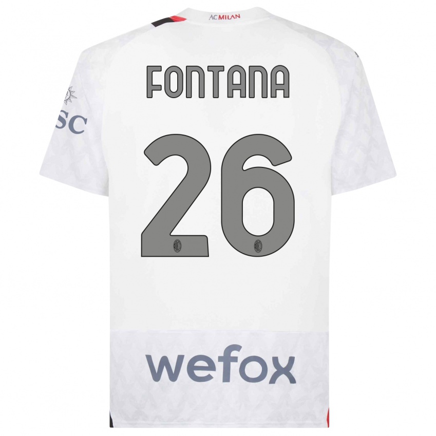 Heren Francesco Fontana #26 Wit Uitshirt Uittenue 2023/24 T-Shirt