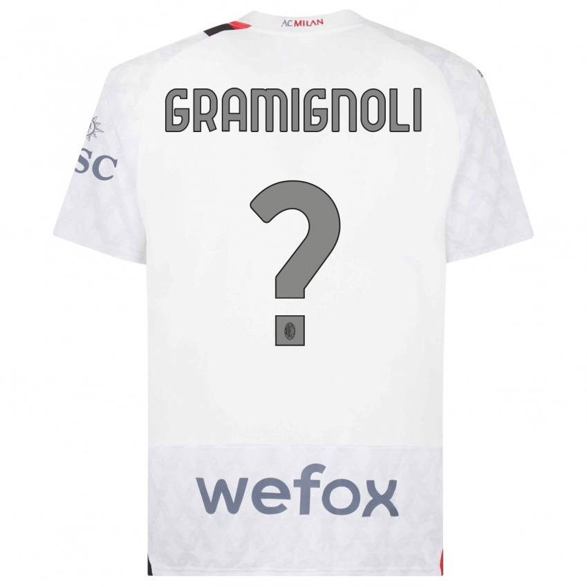 Heren Luca Gramignoli #0 Wit Uitshirt Uittenue 2023/24 T-Shirt