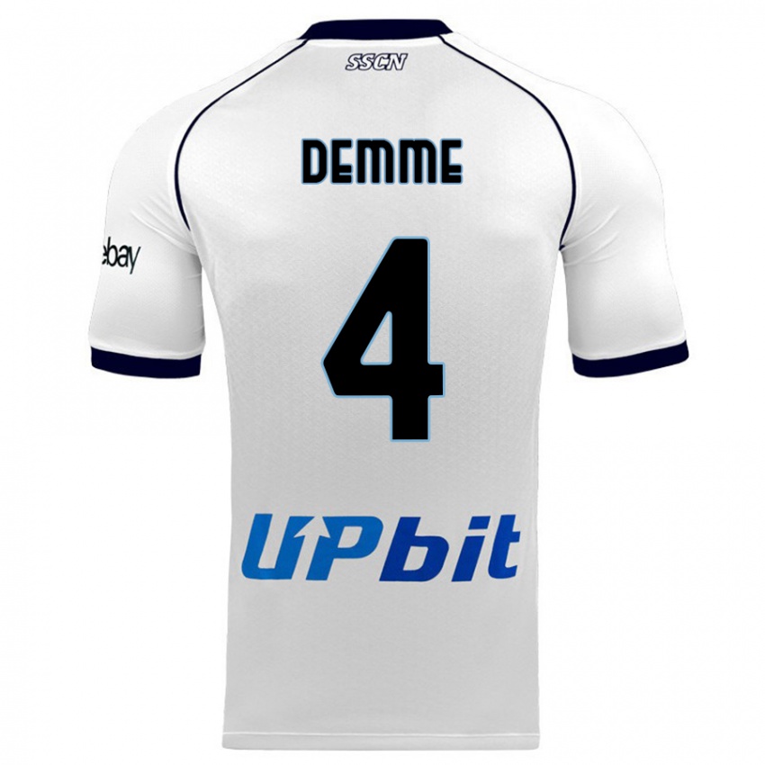 Heren Diego Demme #4 Wit Uitshirt Uittenue 2023/24 T-Shirt