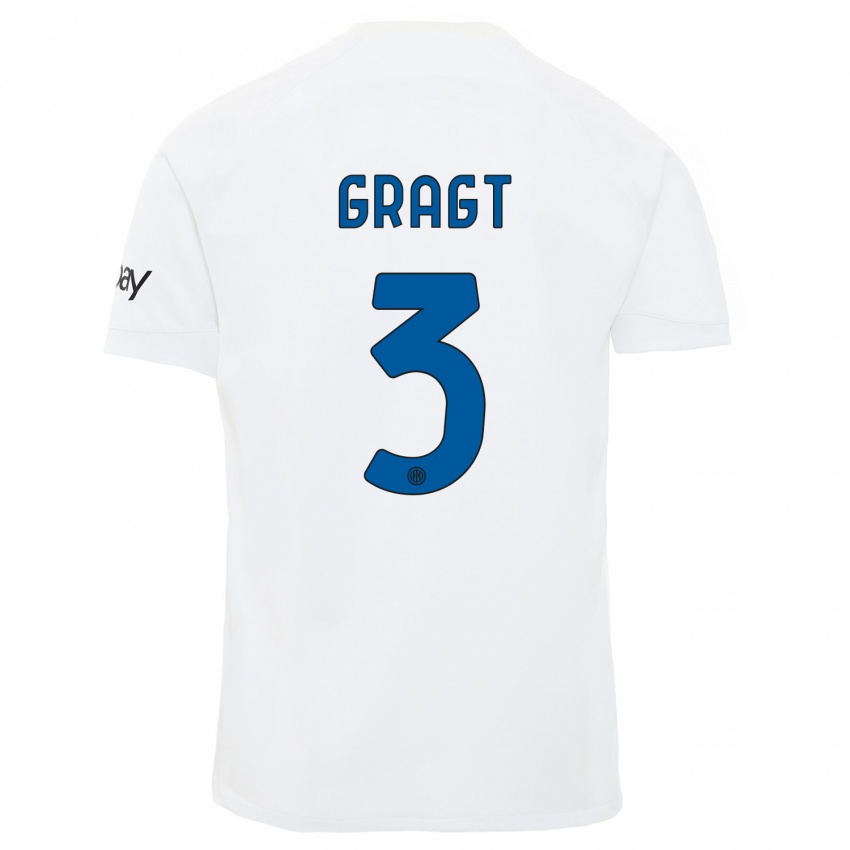 Heren Stefanie Van Der Gragt #3 Wit Uitshirt Uittenue 2023/24 T-Shirt