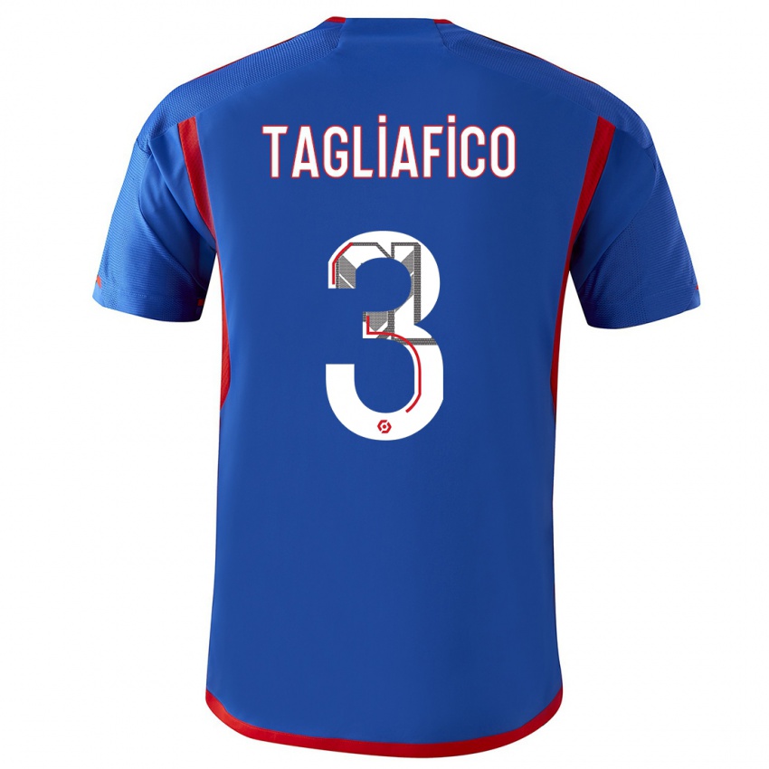 Heren Nicolas Tagliafico #3 Blauw Rood Uitshirt Uittenue 2023/24 T-Shirt