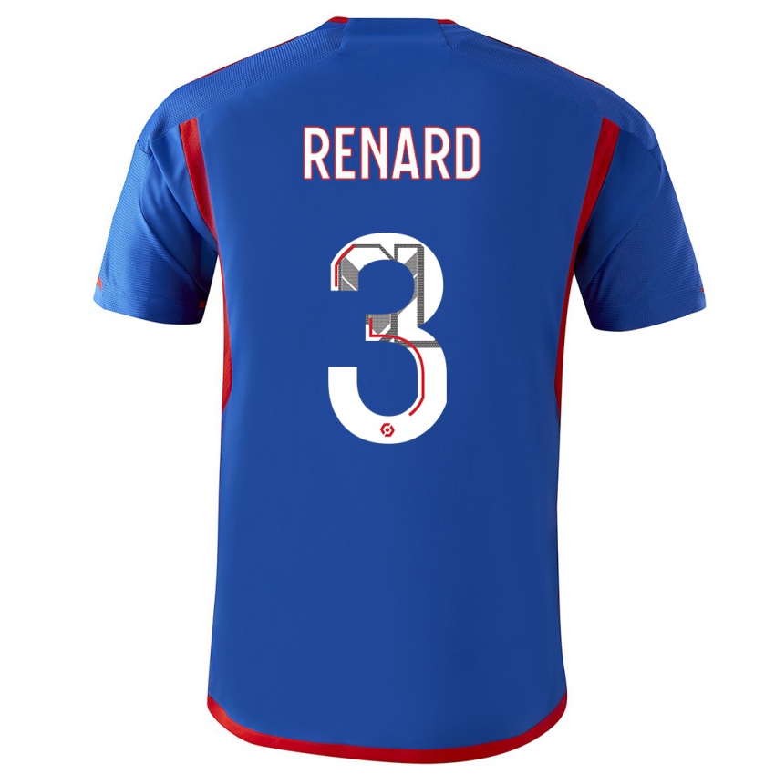 Heren Wendie Renard #3 Blauw Rood Uitshirt Uittenue 2023/24 T-Shirt