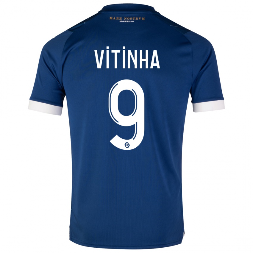 Heren Vitinha #9 Donkerblauw Uitshirt Uittenue 2023/24 T-Shirt