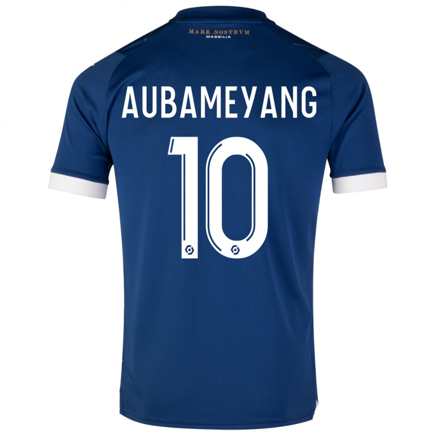 Heren Pierre-Emerick Aubameyang #10 Donkerblauw Uitshirt Uittenue 2023/24 T-Shirt