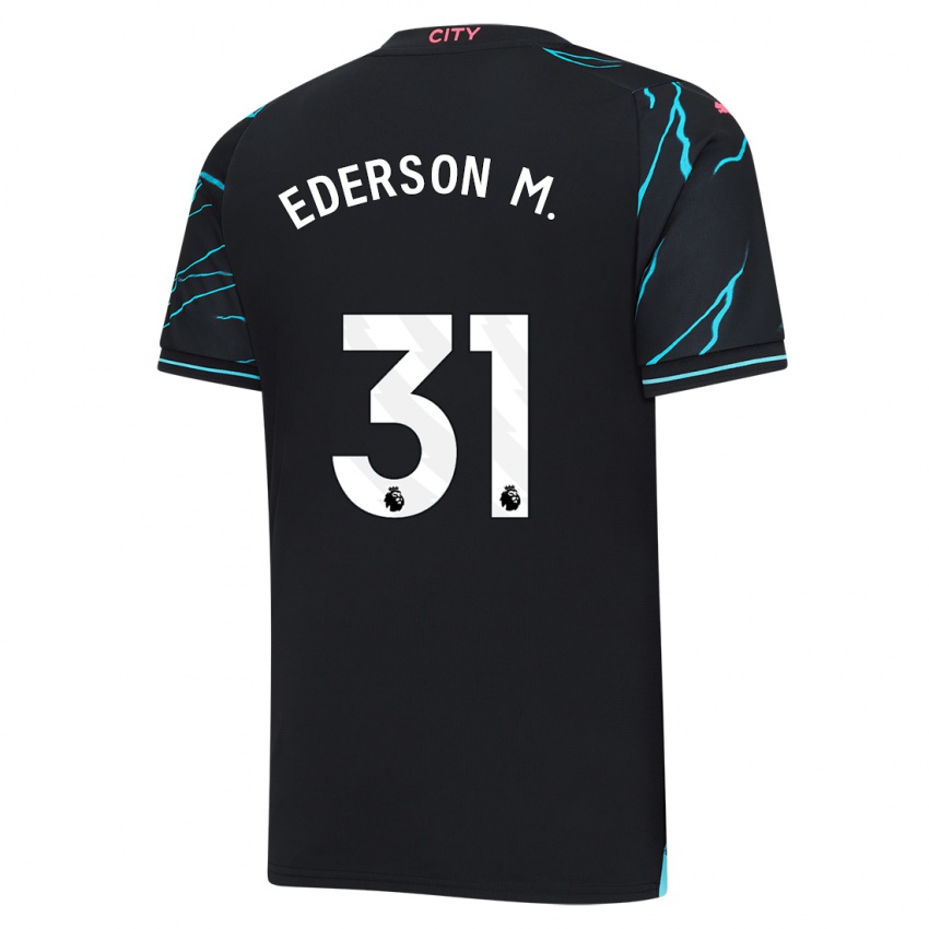Heren Ederson Moraes #31 Donkerblauw Thuisshirt Derde Tenue 2023/24 T-Shirt