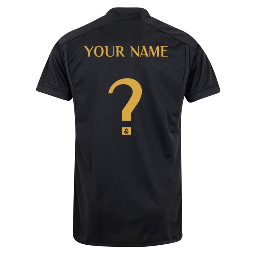 Heren Uw Naam #0 Zwart Thuisshirt Derde Tenue 2023/24 T-Shirt