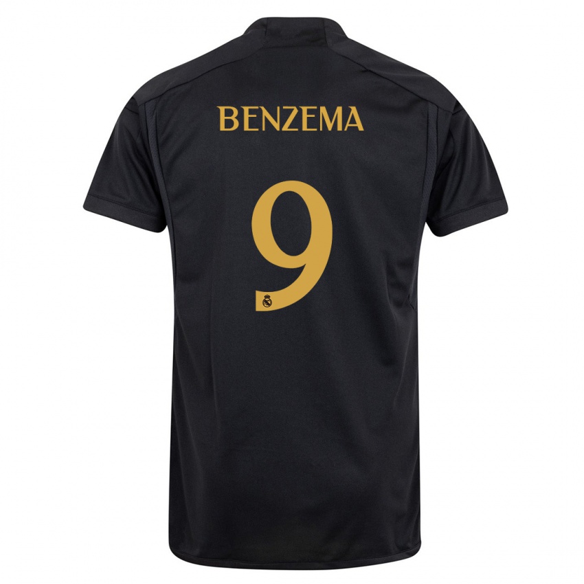 Heren Karim Benzema #9 Zwart Thuisshirt Derde Tenue 2023/24 T-Shirt