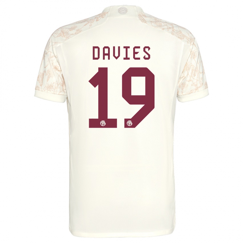 Heren Alphonso Davies #19 Gebroken Wit Thuisshirt Derde Tenue 2023/24 T-Shirt