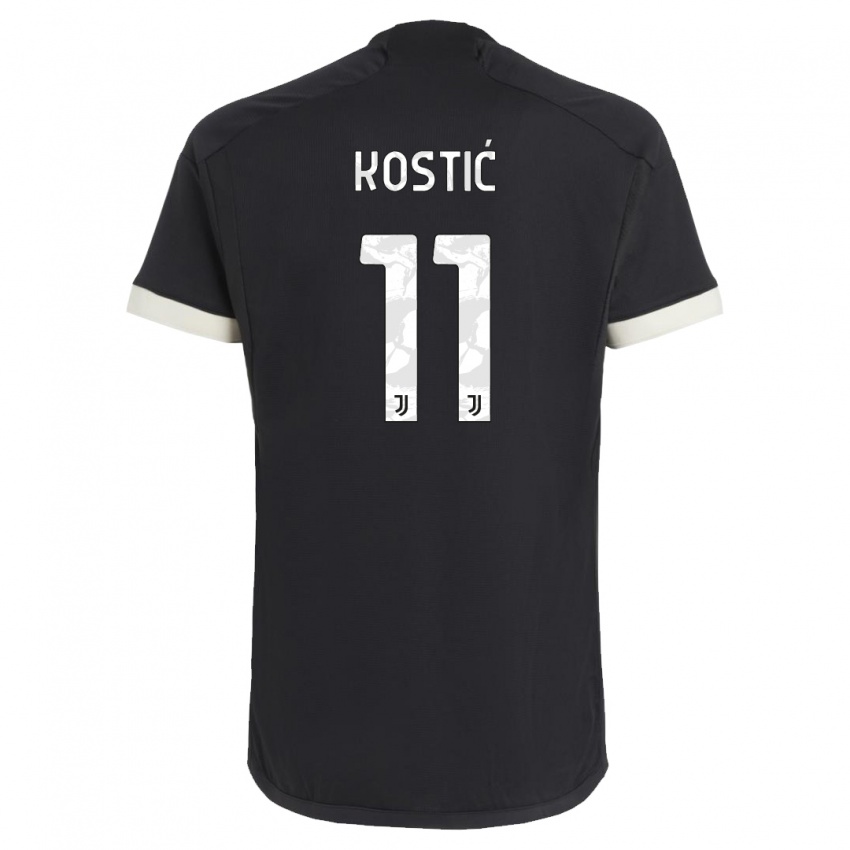 Heren Filip Kostic #11 Zwart Thuisshirt Derde Tenue 2023/24 T-Shirt