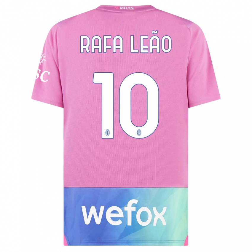 Heren Rafael Leao #10 Roze Paars Thuisshirt Derde Tenue 2023/24 T-Shirt
