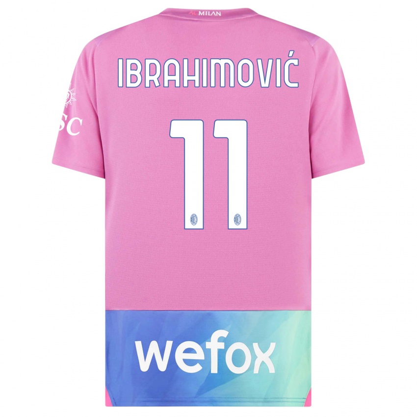 Heren Zlatan Ibrahimovic #11 Roze Paars Thuisshirt Derde Tenue 2023/24 T-Shirt