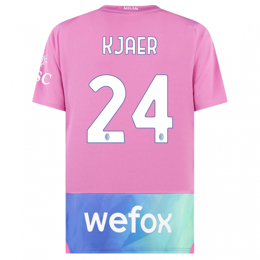 Heren Simon Kaer #24 Roze Paars Thuisshirt Derde Tenue 2023/24 T-Shirt