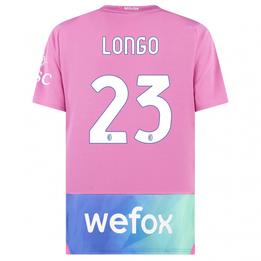 Heren Miriam Longo #23 Roze Paars Thuisshirt Derde Tenue 2023/24 T-Shirt