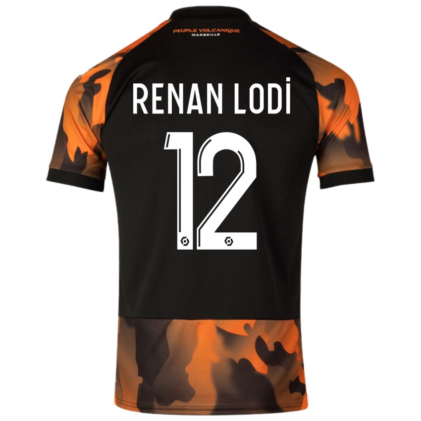 Heren Renan Lodi #12 Zwart Oranje Thuisshirt Derde Tenue 2023/24 T-Shirt