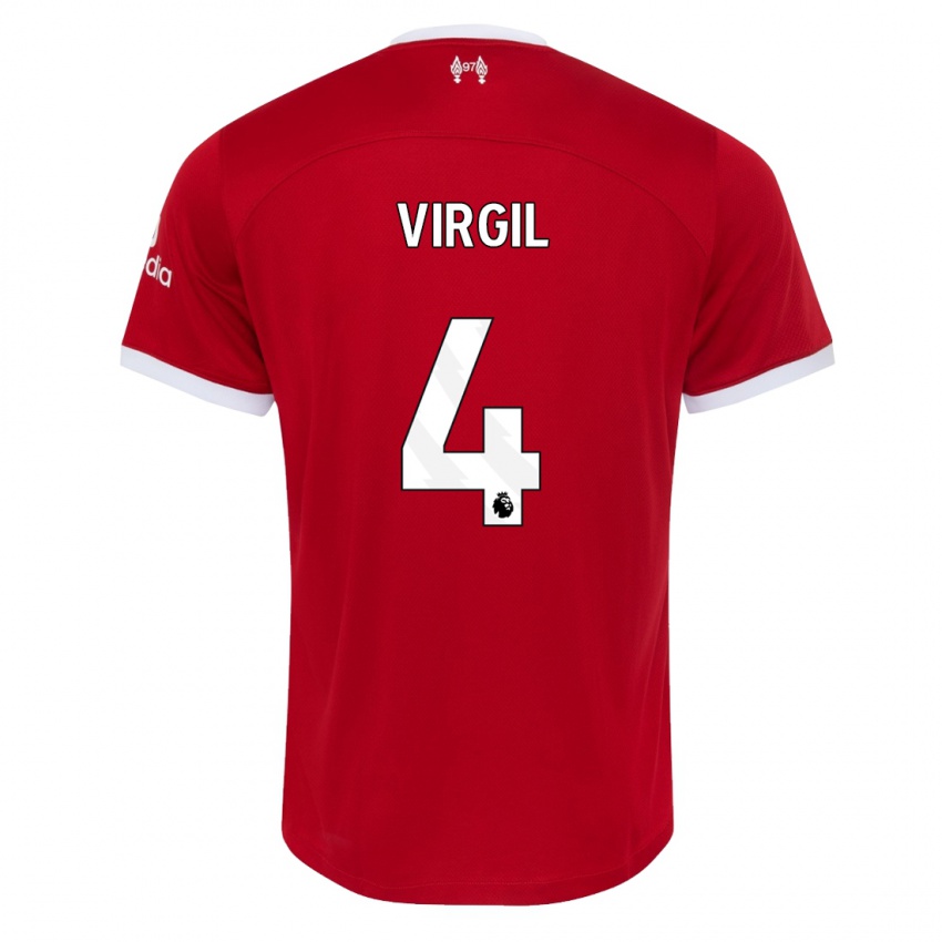 Dames Virgil Van Dijk #4 Rood Thuisshirt Thuistenue 2023/24 T-Shirt