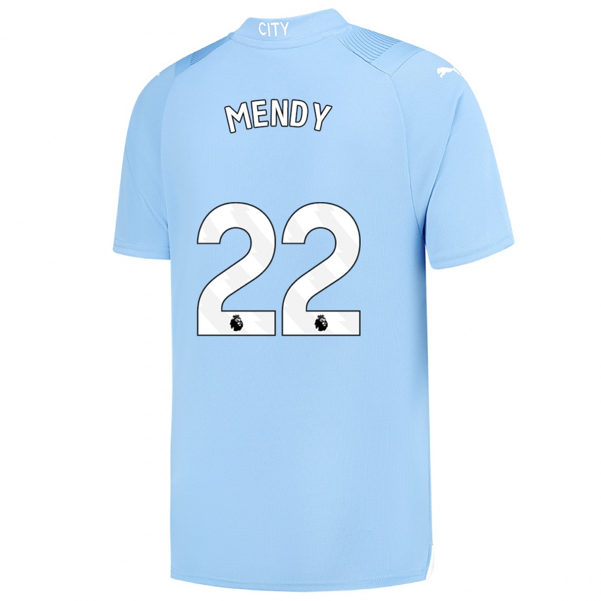 Dames Benjamin Mendy #22 Lichtblauw Thuisshirt Thuistenue 2023/24 T-Shirt