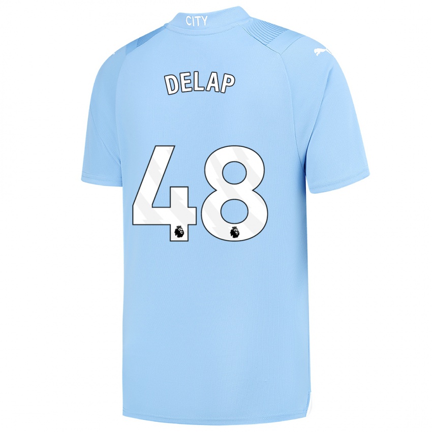 Dames Liam Delap #48 Lichtblauw Thuisshirt Thuistenue 2023/24 T-Shirt