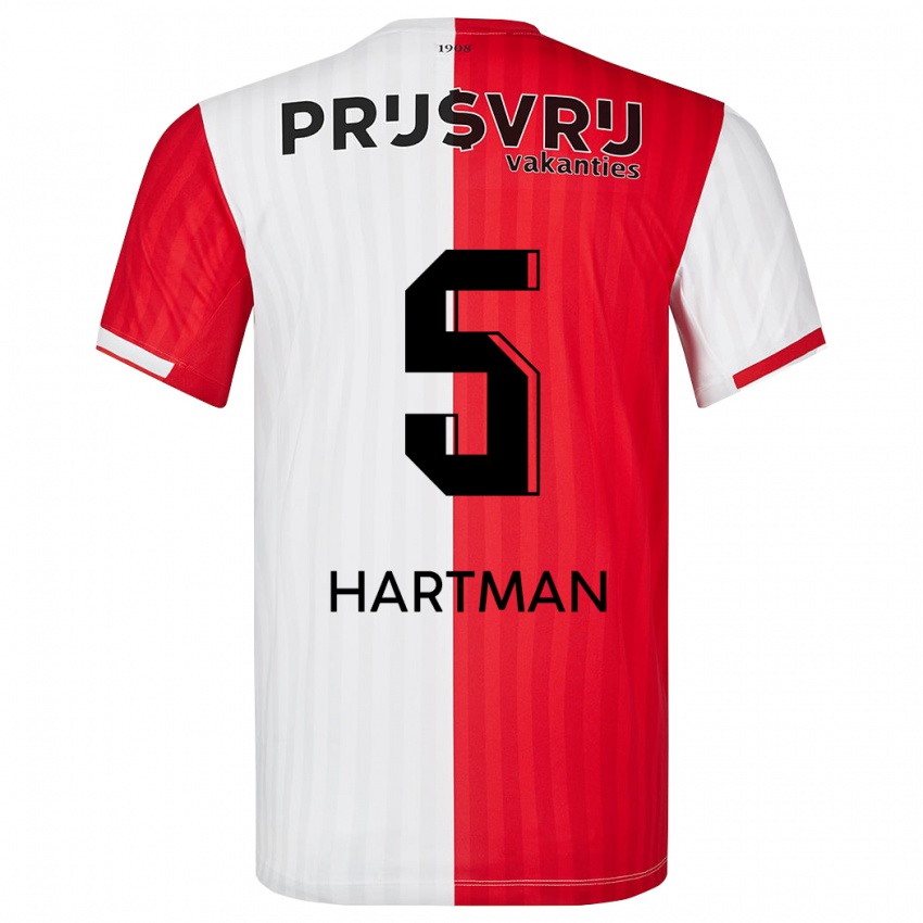 Dames Quilindschy Hartman #5 Rood Wit Thuisshirt Thuistenue 2023/24 T-Shirt