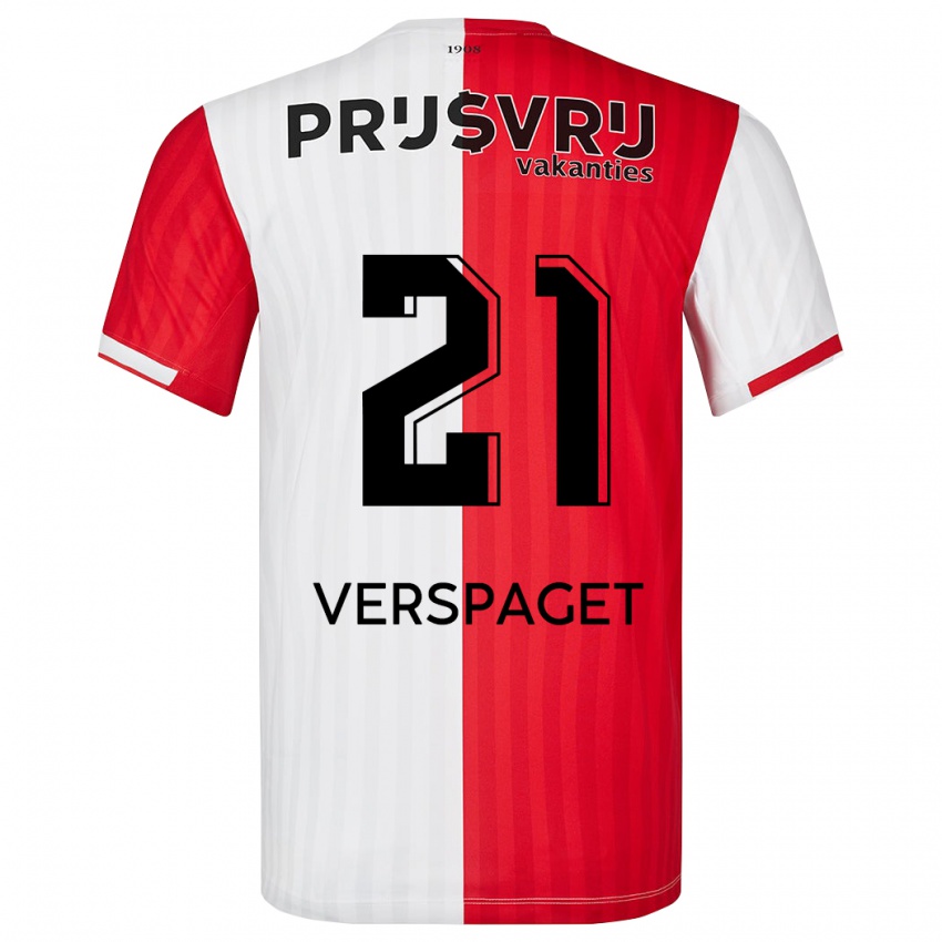 Dames Amber Verspaget #21 Rood Wit Thuisshirt Thuistenue 2023/24 T-Shirt