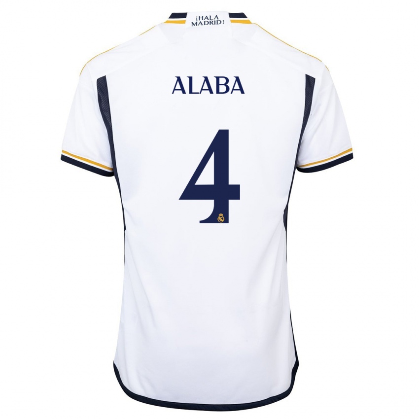 Dames David Alaba #4 Wit Thuisshirt Thuistenue 2023/24 T-Shirt